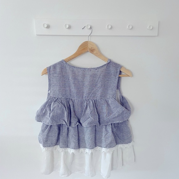 Ruffle Tiered Pinstripe Tank Top - Picture 2 of 3